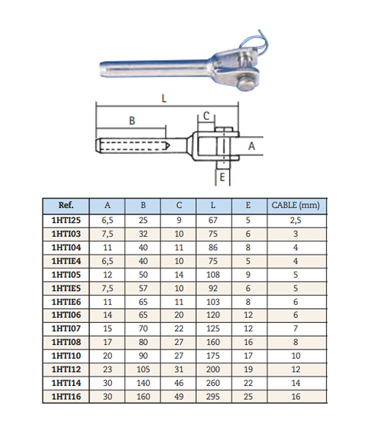 Terminal horquilla inox A-316 D-3 1HTI03