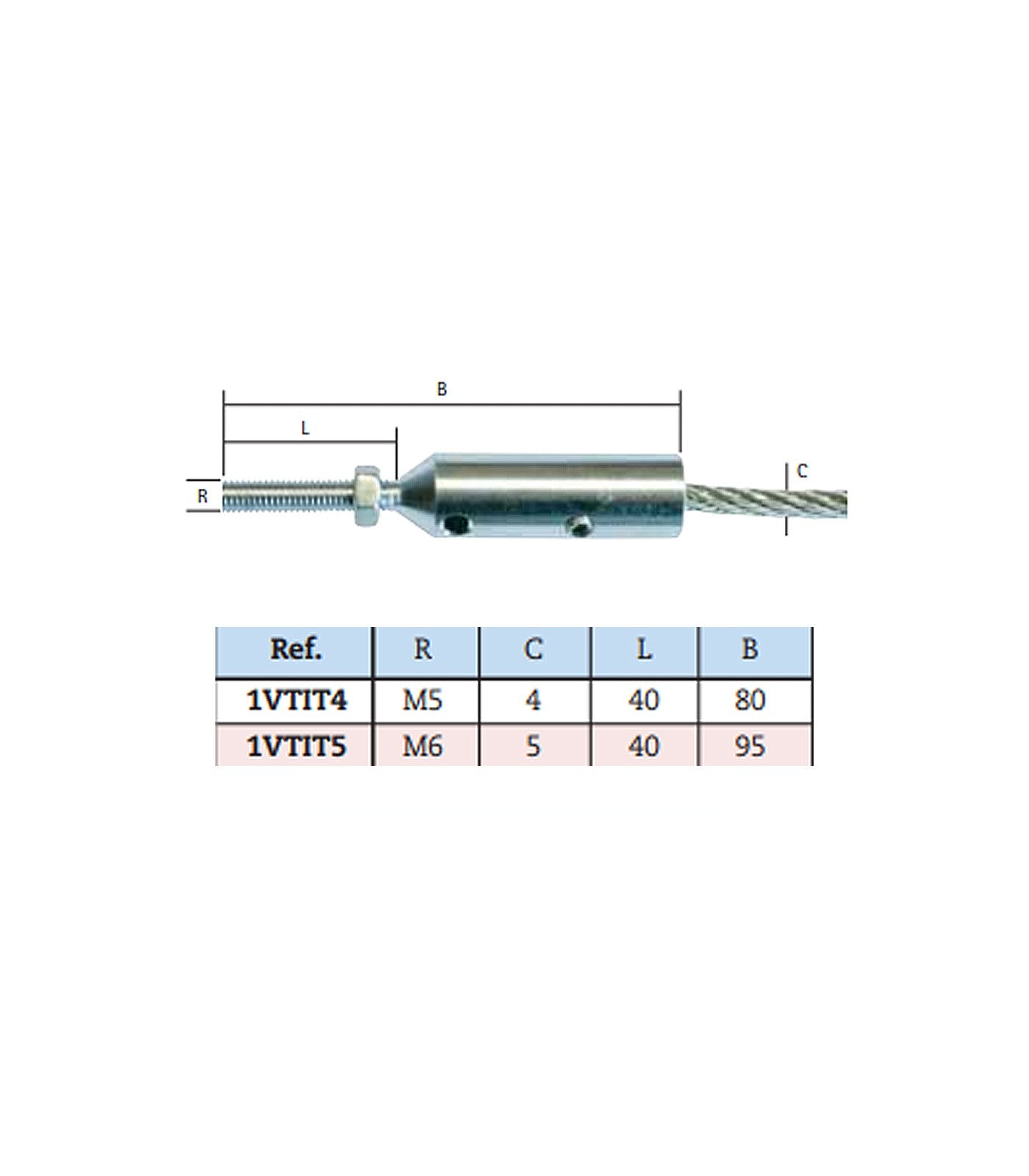 TERMINAL A-316 M-5 P/CABLE 4MM C/TORN. 1VTIT4