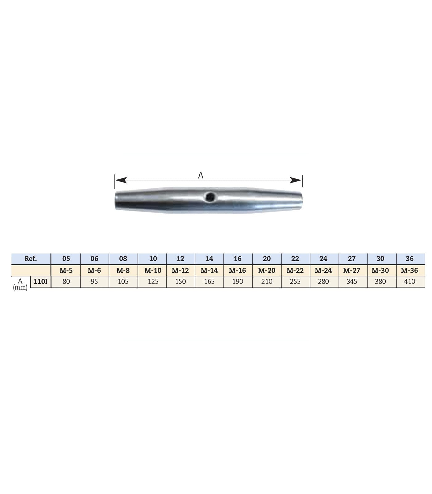CUERPO TENSOR TUBO A-316 5MM 110I056