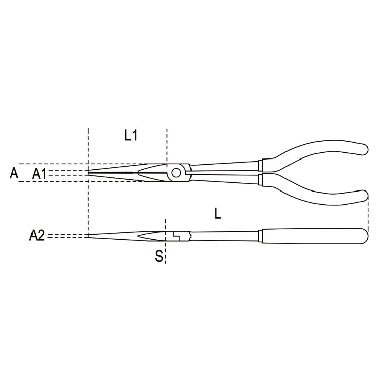 Alicates de bocas semirredondas largas rectas Beta 1009L/A 283mm