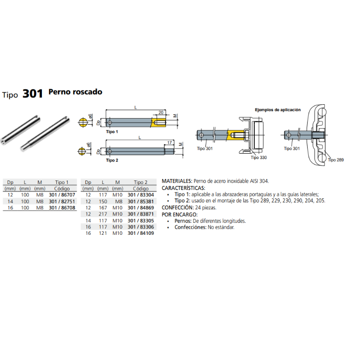 Eje Brida Varilla Inox M8 L150 D12 C030185381