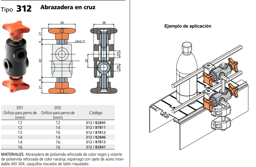 Abrazadera Cruzada + Pomo Naranja C031282847