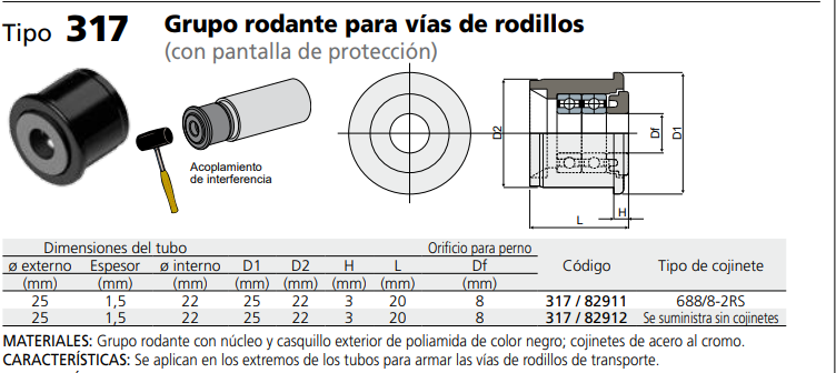 CABEZAL PARA RODILLO D-25X1,5 DF8 C031782911