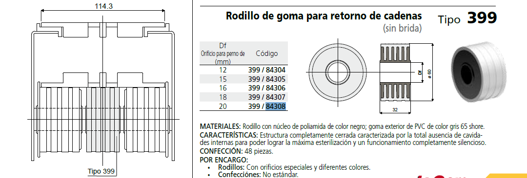 Rodillo Gomado Para Retorno 60X32  Ø20 C039984308