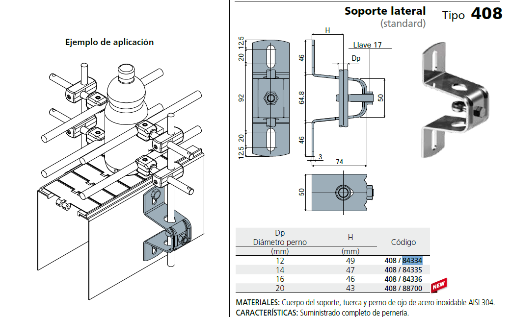 Soporte Lateral D12 Aisi304 C040884334