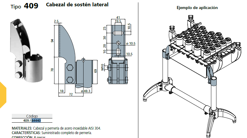 Soporte Lateral AISI304 48,3 C040984440