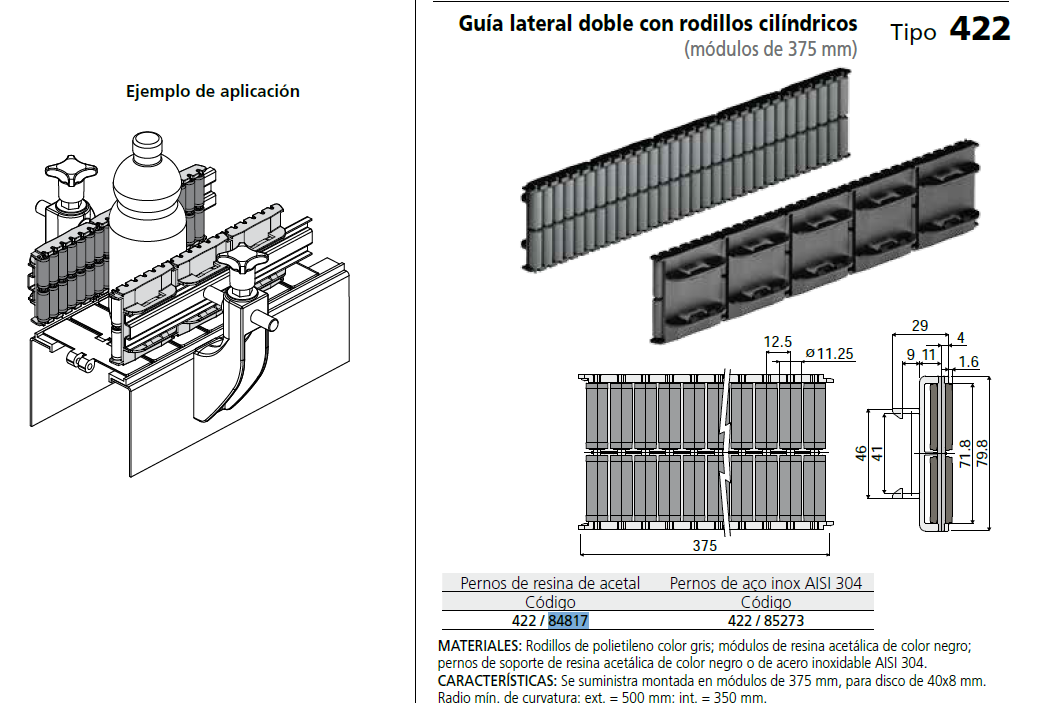 Guia Lateral De Rodillo Doble 375mm C042284817