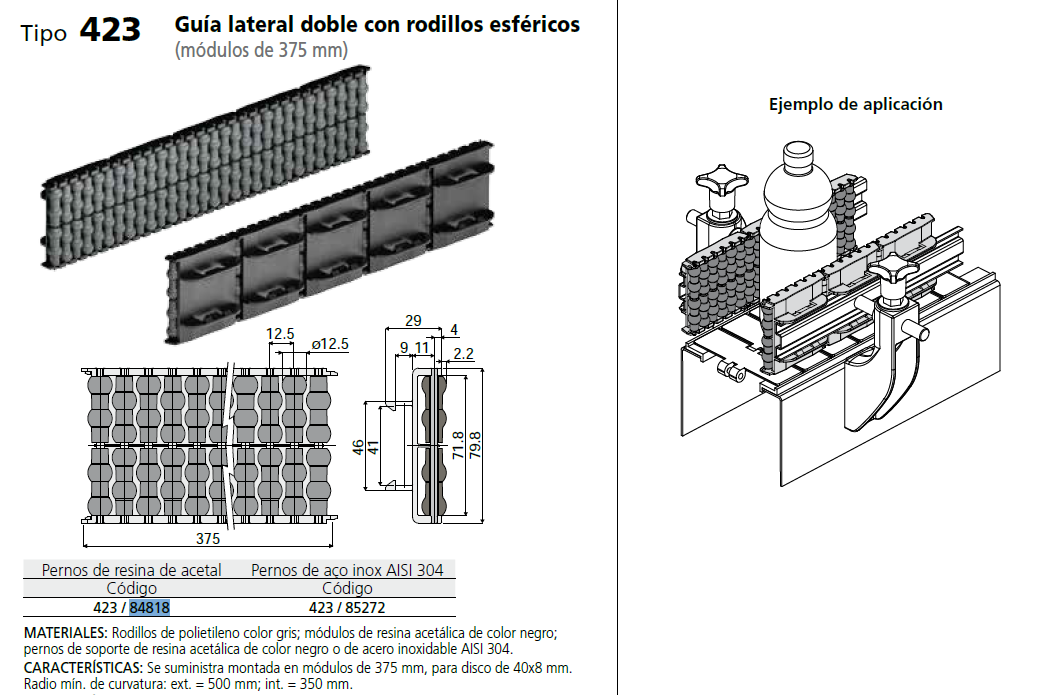 Guia Lateral Rodillo Doble R12,5 375mmC042384818