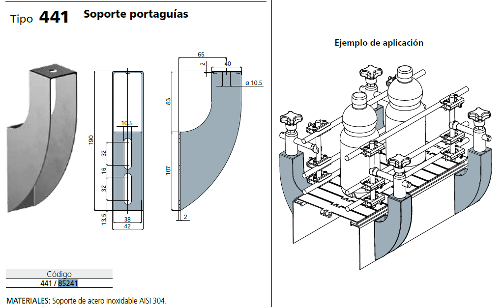 Soporte Aisi304 190mm 10,5 C044185241