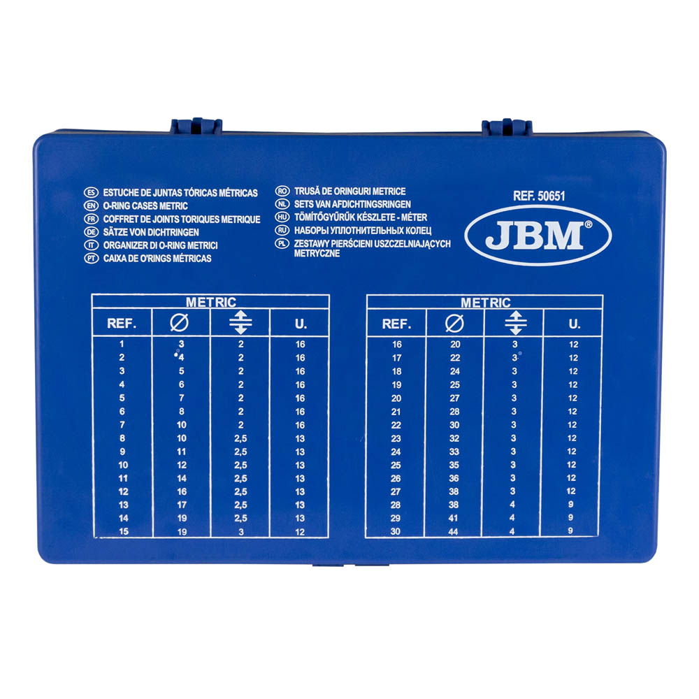 Estuche Juntas Tóricas Métricas JBM 386 piezas