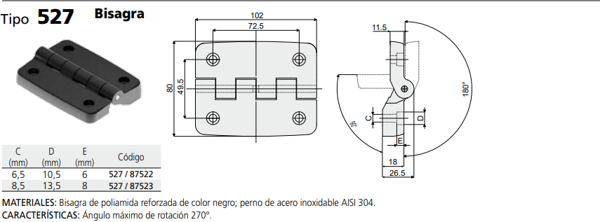 Bisagra 80X102 M6 C052787522