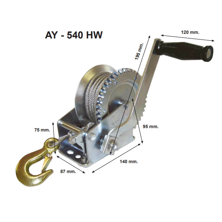 Cabrestante Ayerbe AY-540-HW 540kgs 10mts de Cable