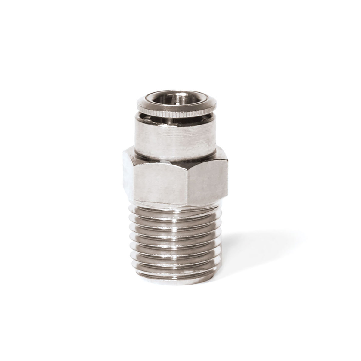 Racor Conector macho de rosca completa latón niquelado Mod. 6510