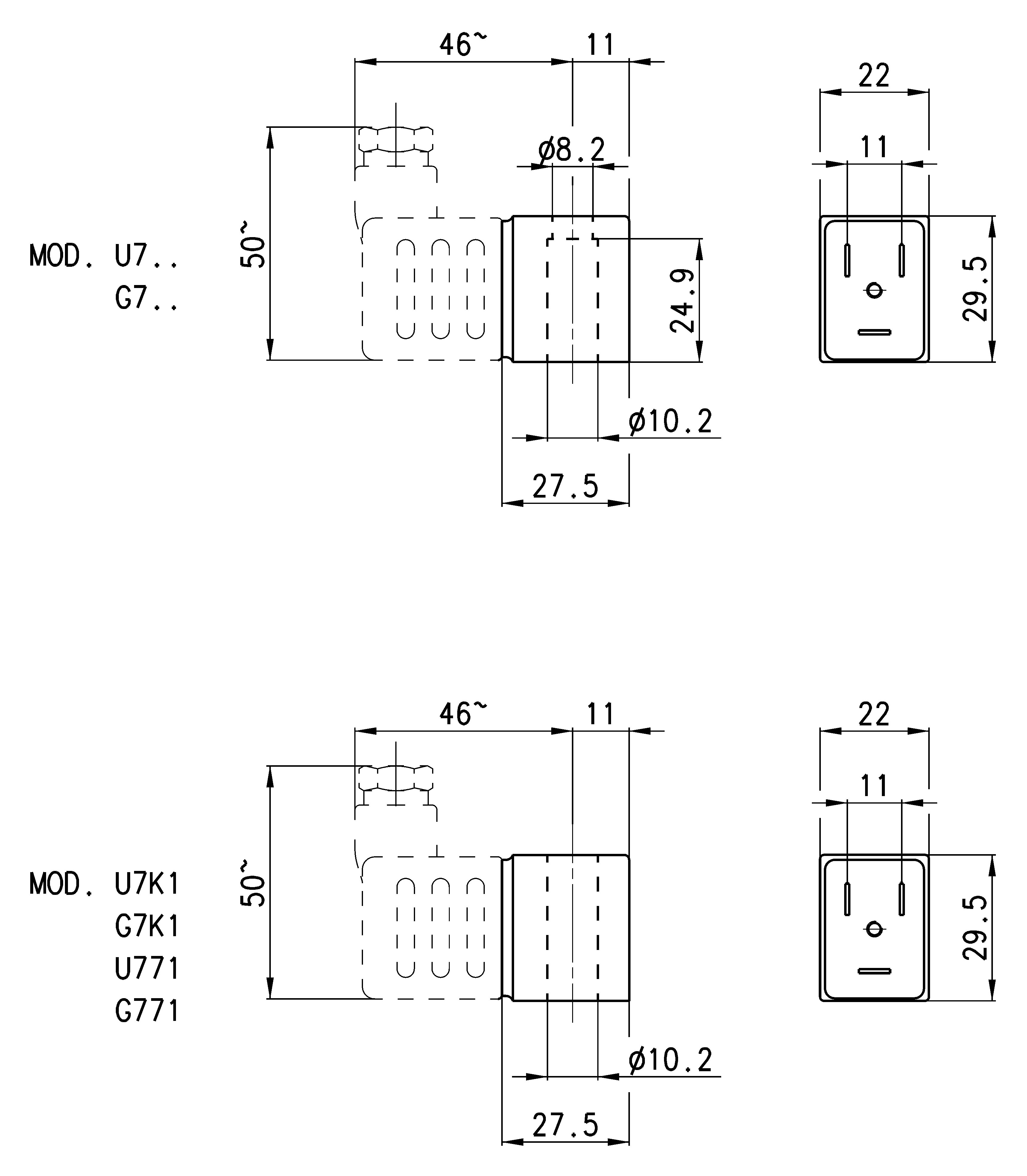Bobina para electroválvula Camozzi G7K 110V-50/60 3,8VA 125V-50/60 5,5VA
