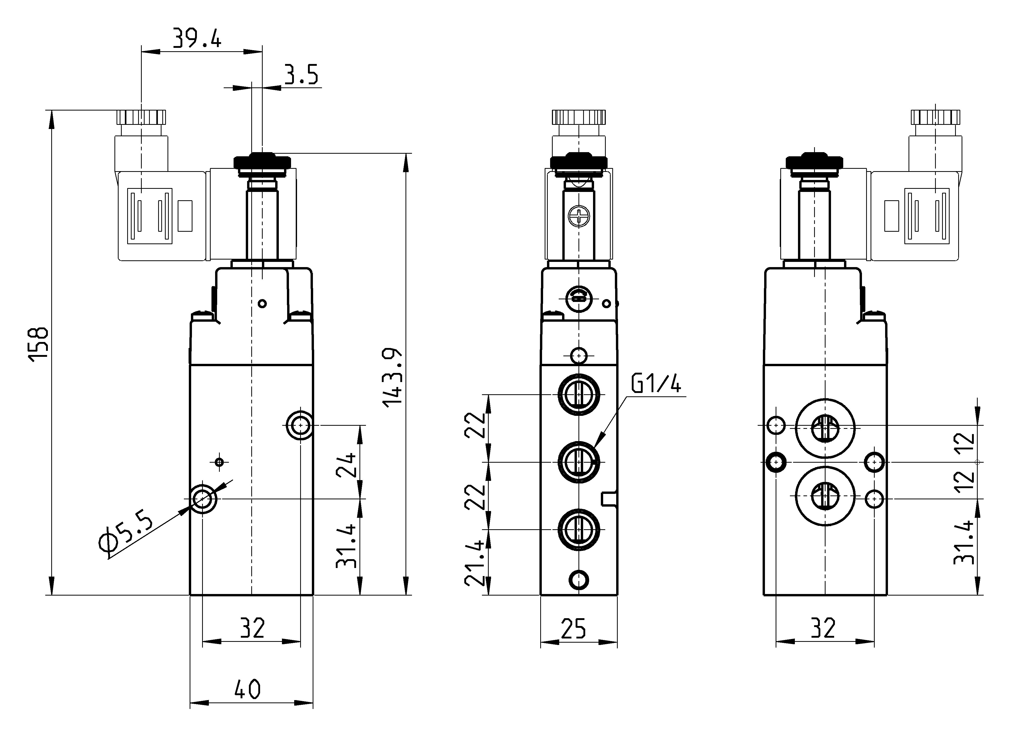 Electroválvula monoestable Namur 5/2 Camozzi 1/4" Serie NA