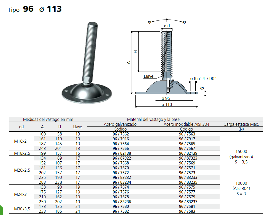 Pie Zn Cf D113 M16X187 Zn  L00967564