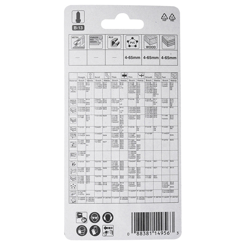 Pack 5 hojas de sierra de calar Makita Madera B13 A-85656