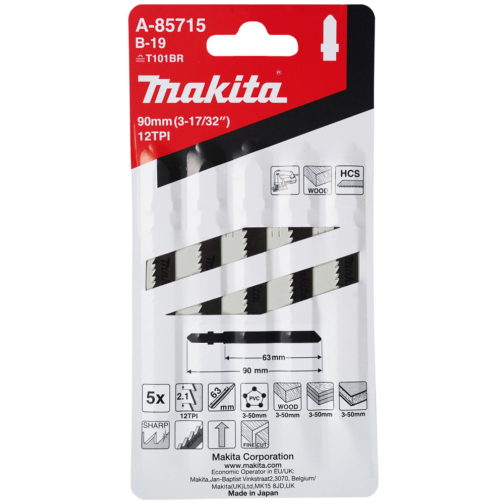 Pack 5 hojas de sierra de calar Makita Madera B19 A-85715