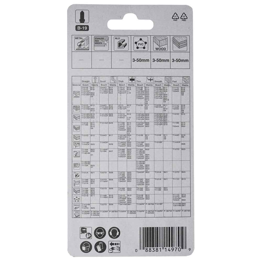 Pack 5 hojas de sierra de calar Makita Madera B19 A-85715