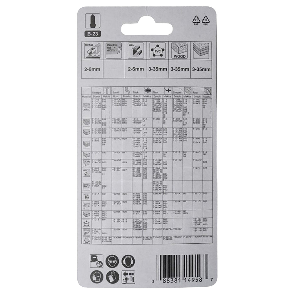 Pack 5 hojas de sierra de calar Makita para metal B23 A-85743