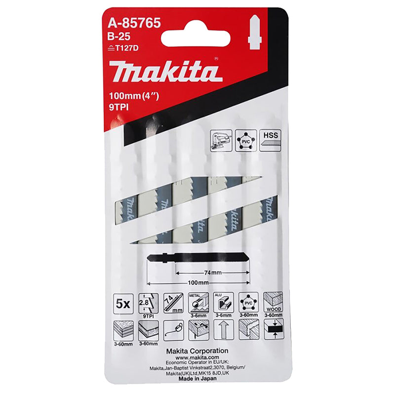 Pack 5 hojas de sierra de calar Makita B25 A-85765 105x1,05 mm