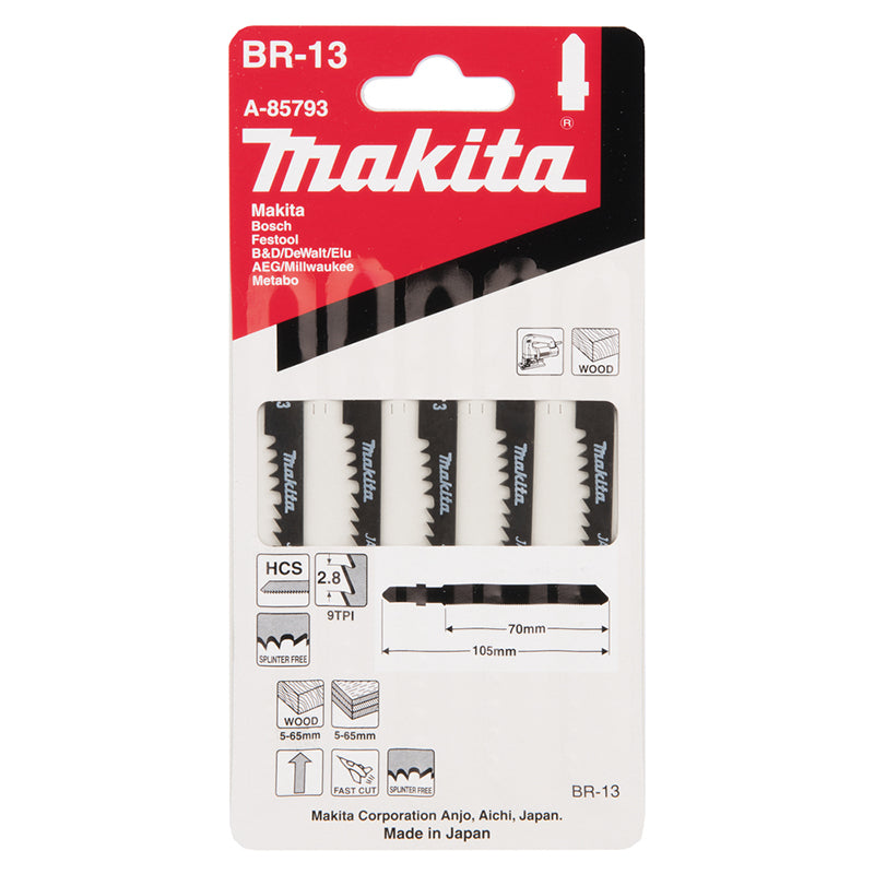 Pack 5 hojas de sierra de calar Makita Madera BR13 A-85793