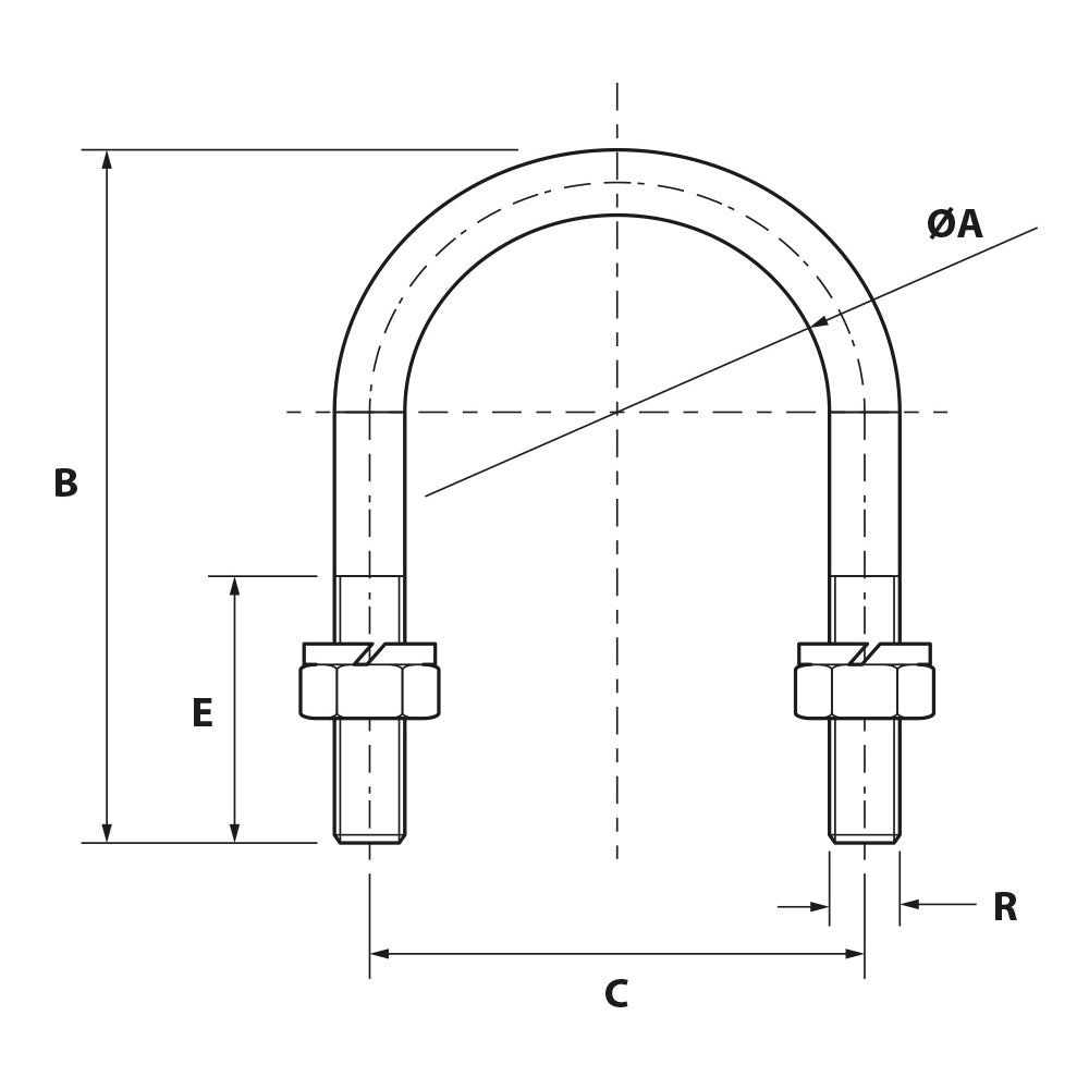Abarcón de acero inoxidable A-304 DIN-3570