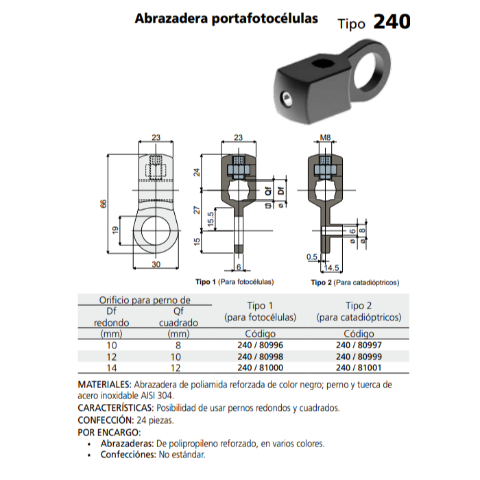 SOPORTE FOTOCELULA DF14 QF12 C024081000