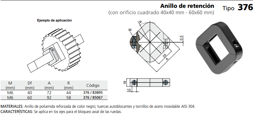 Anillo de retención PA cuadrado 40X40 C037683895