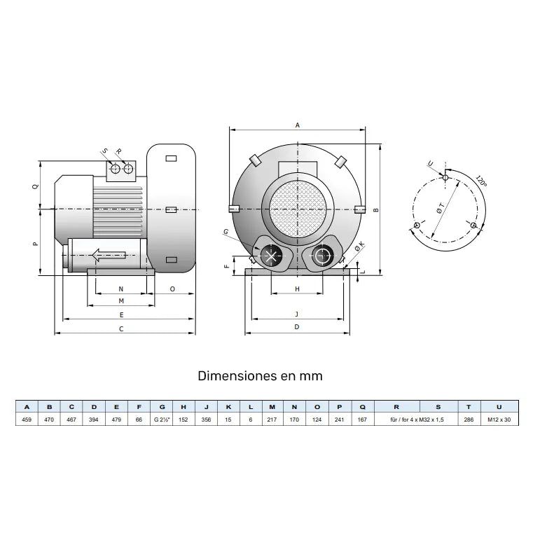Soplante de canal lateral AIRTECH ASC0700-1MT401-7 4KW 4/6