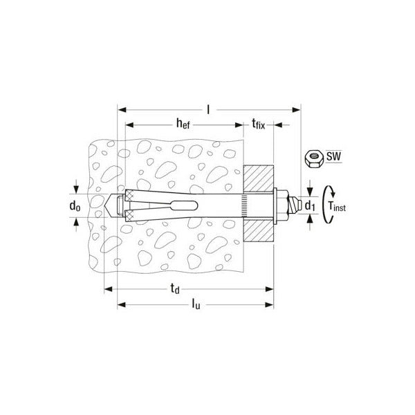 Anclaje metálico de expansión FSL Fischer M10 x 100 D12