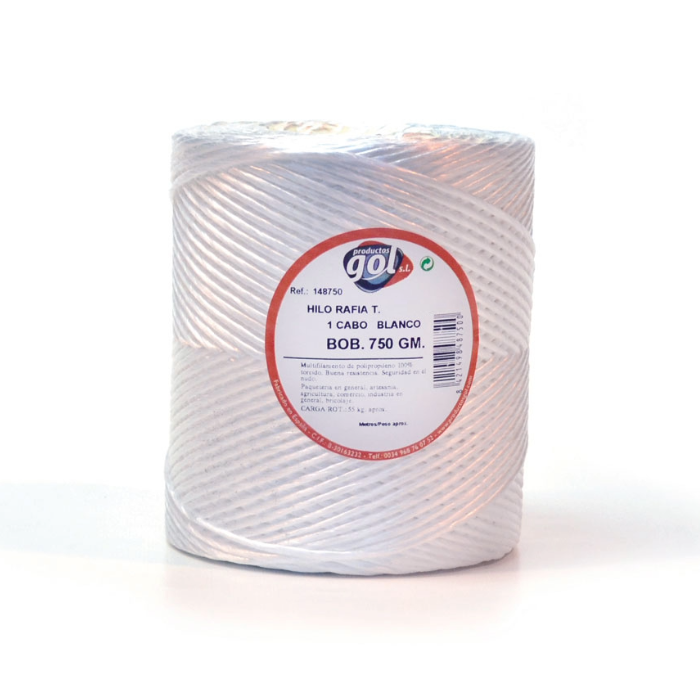 Bobina Hilo Rafia Pp 600/1 750GR 420mt Blanco