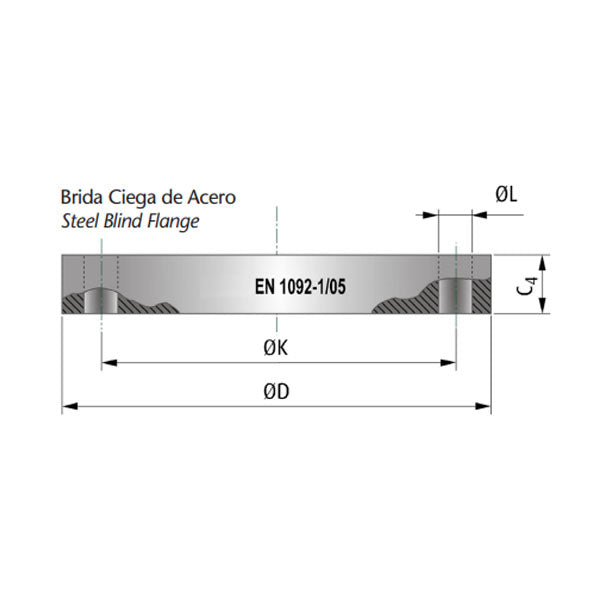 Brida ciega Hierro EN 1092-1 5 PN-16 DN-300