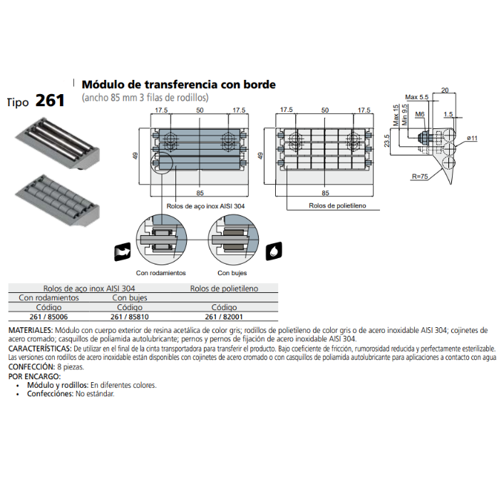 MODULO TRANSFERENCIA 3 RODILLOS L85 C026182001