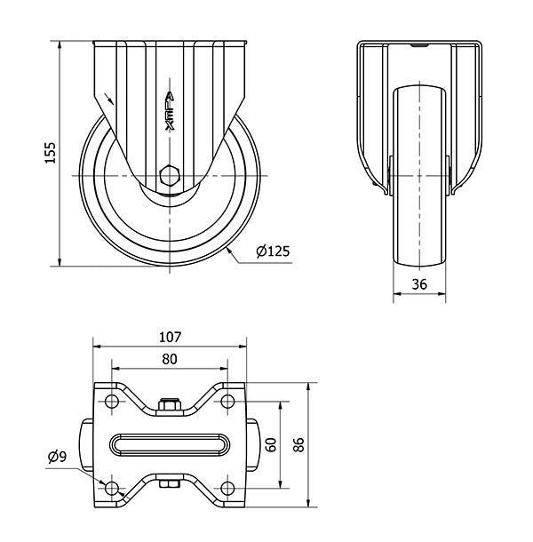 Rueda Alex (Nylon Ut) S/Fijo D-130 2-0240