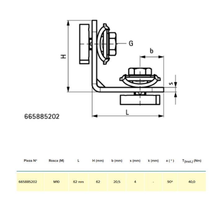 Conector 90º Bis RapidStrut® BUP1000