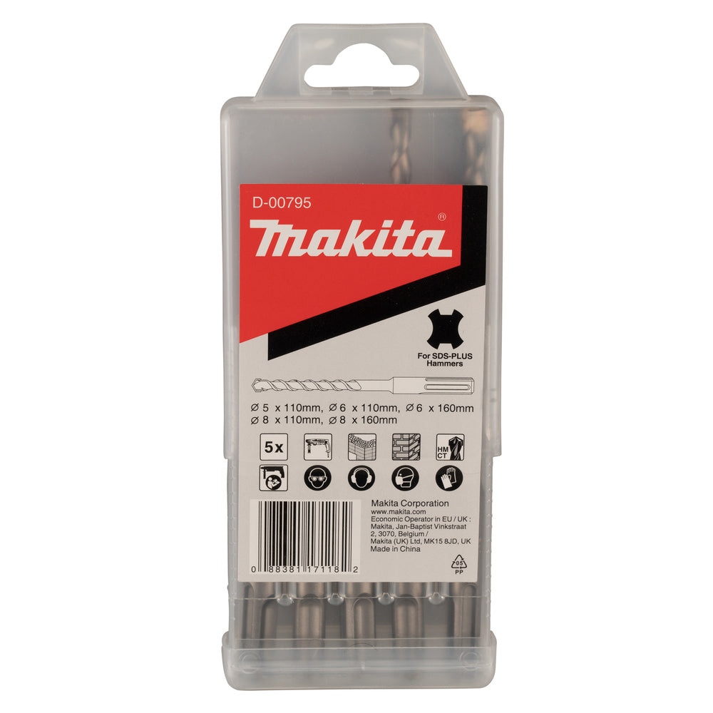 Juego de 5 brocas para SDS-PLUS Makita D-00795