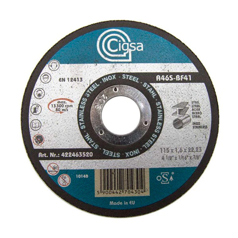 Disco de Corte METAL/INOX. CIGSA 115X1,6 A46S-BF41