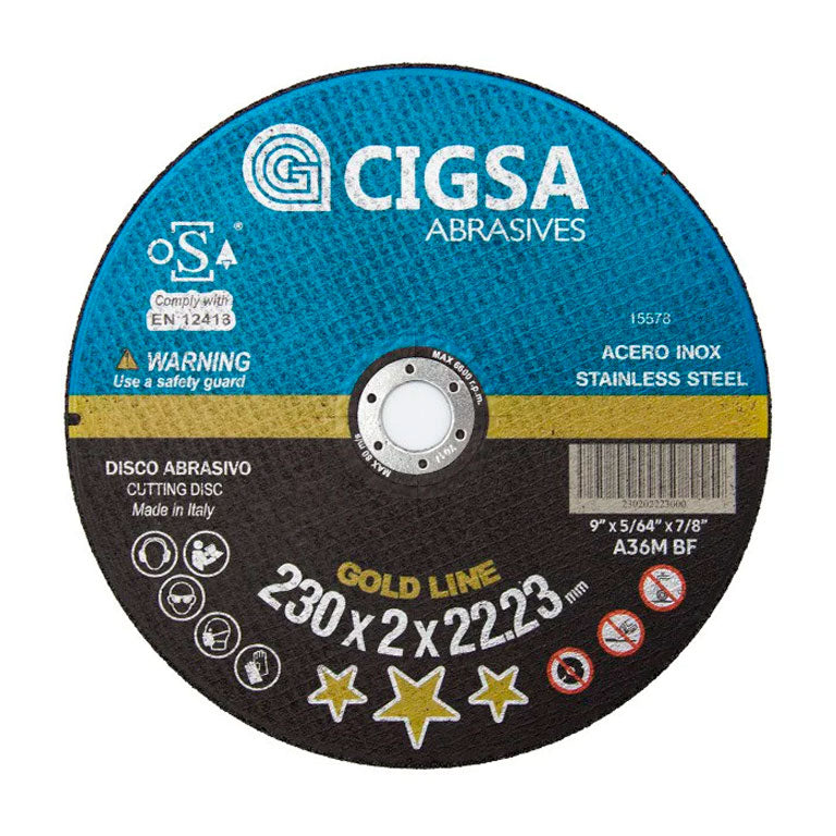 Disco de Corte METAL/INOX. CIGSA 230X2 A46S-BF41