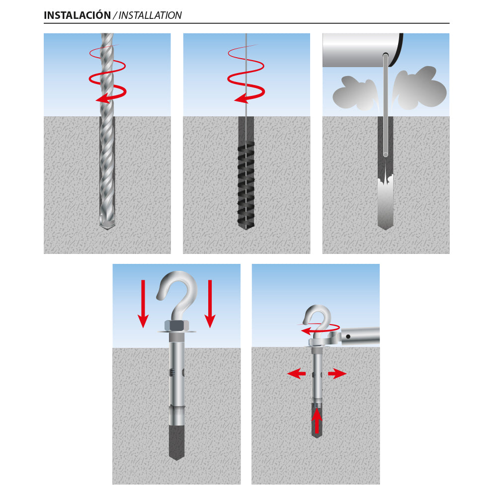Anclaje de gancho acero Inoxidable A-2