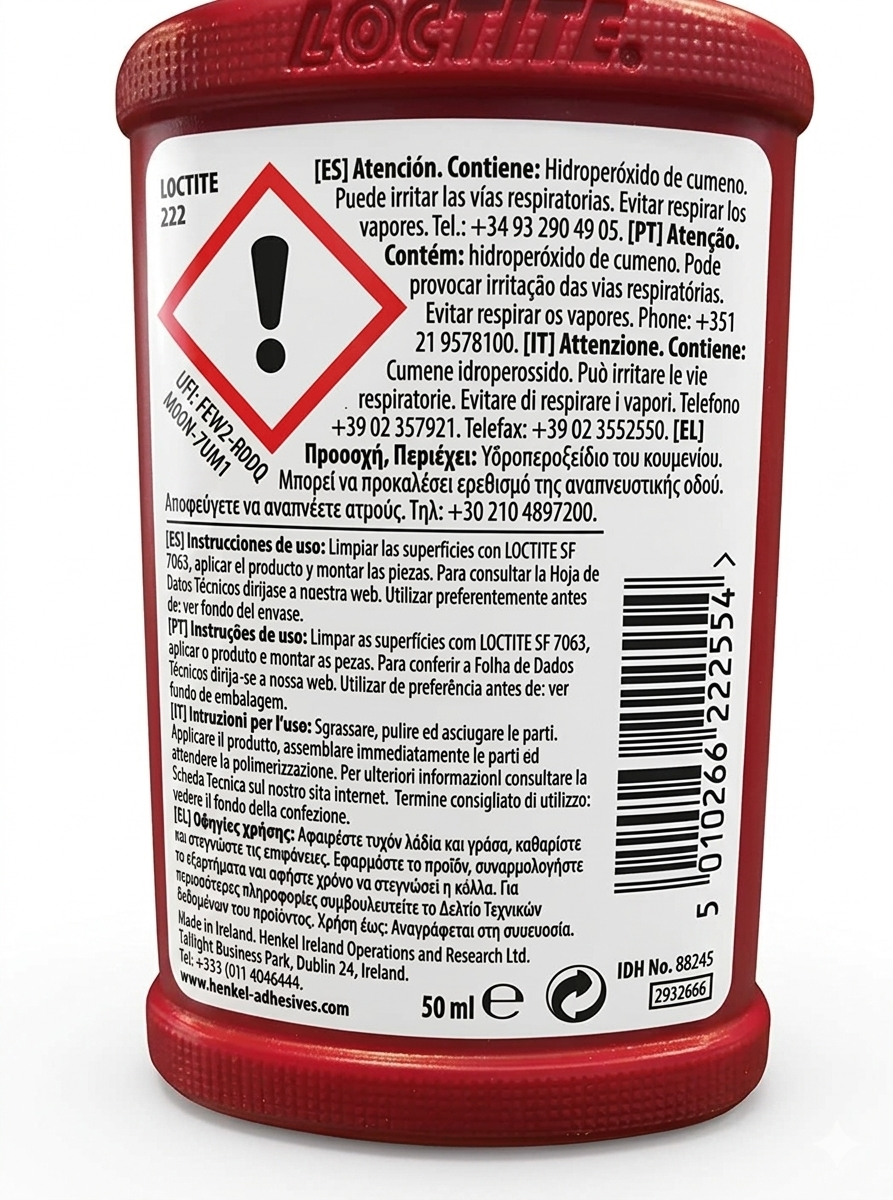 LOCTITE 222MS Fijador de roscas morado baja resistencia 50ml