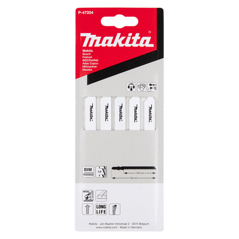 Pack 5 hojas de sierra de calar Makita Bi-metal P-47204 130x0,8 mm