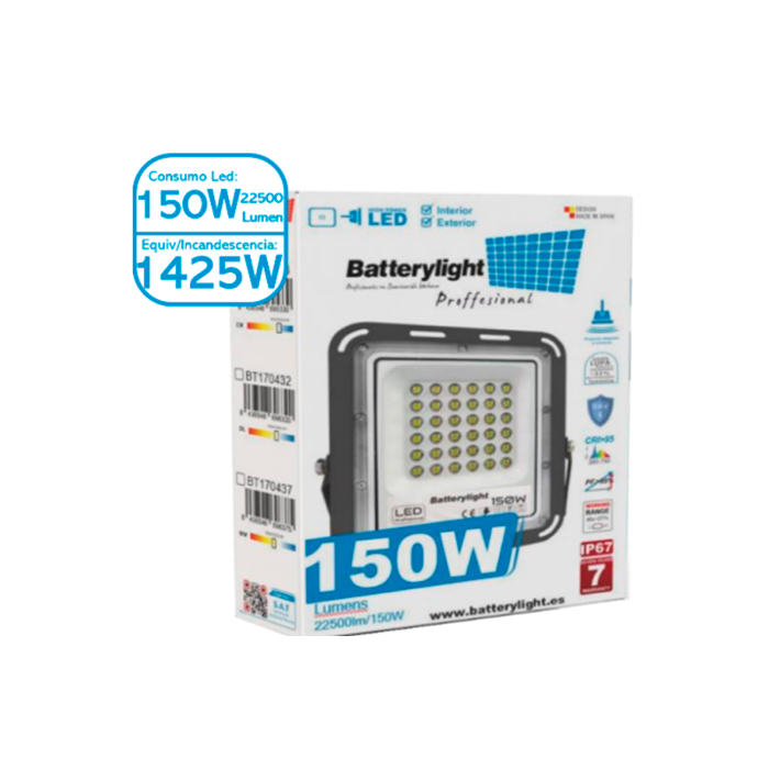 Proyector IP67 Luz Cálida 150W 22500Lm 4500ºK