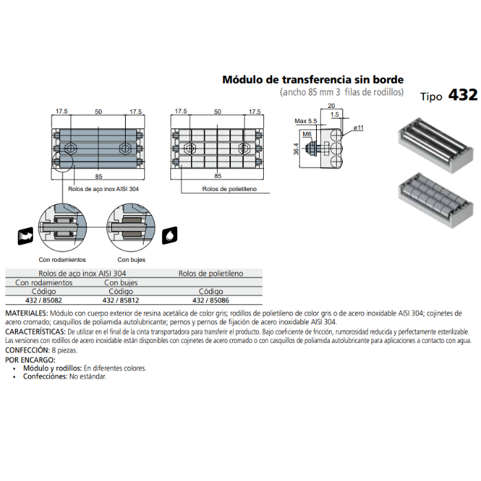 MODULO TRANSFERENCIA 3 RODILLOS L85 C043285086