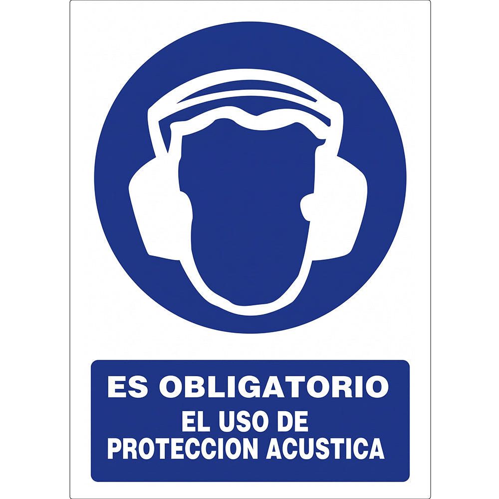Señal Adhesiva Obligatorio Usar Protección Acústica 80x115 mm (C-742)