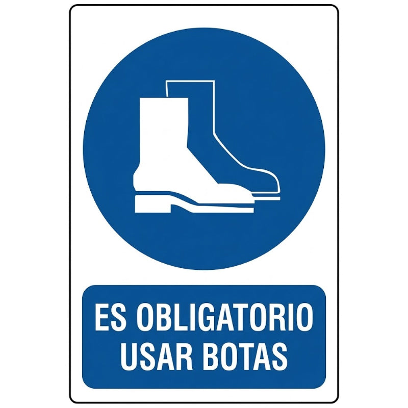 Señal Adhesiva Obligatorio Usar Botas 80x115 mm (C-746)