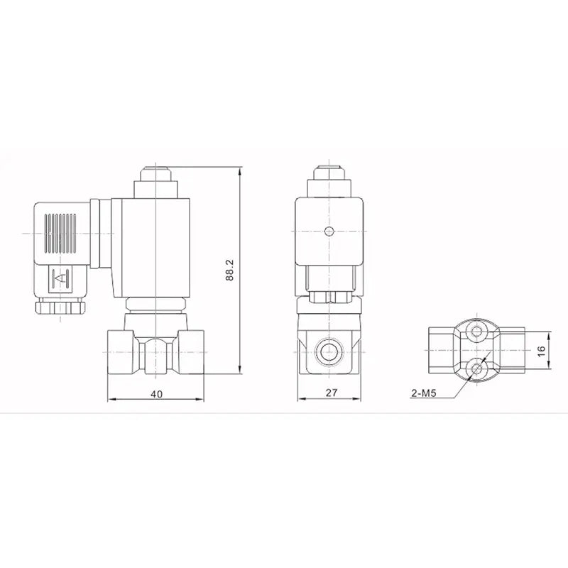 Electroválvula 2/2 abierta Vitón cuerpo inox A316 1/4" Alren Serie SLP