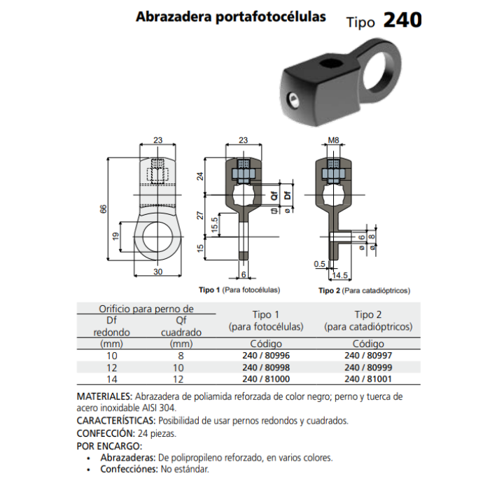 SOPORTE FOTOCELULA DF10 QF8 C024080996