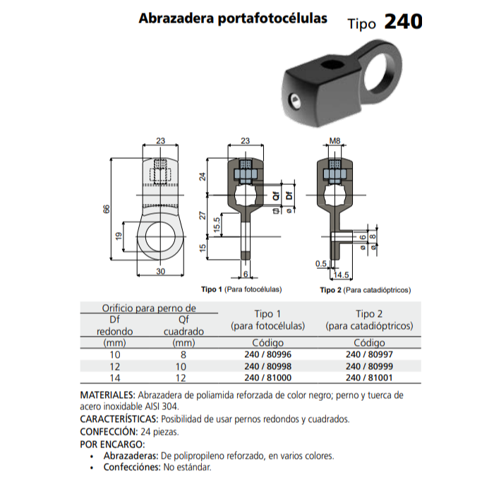 SOPORTE FOTOCELULA DF12 QF10 C024080998