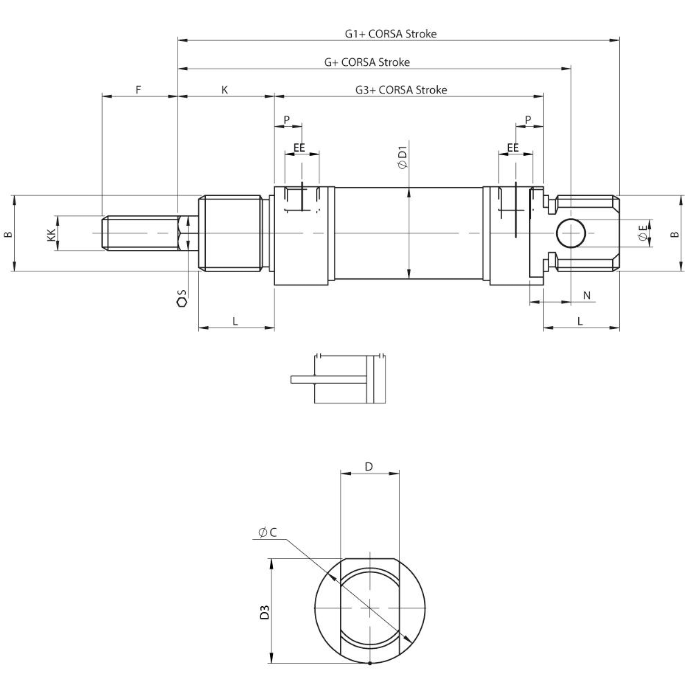 Cilindro Aignep Iso 6432 MF0200100